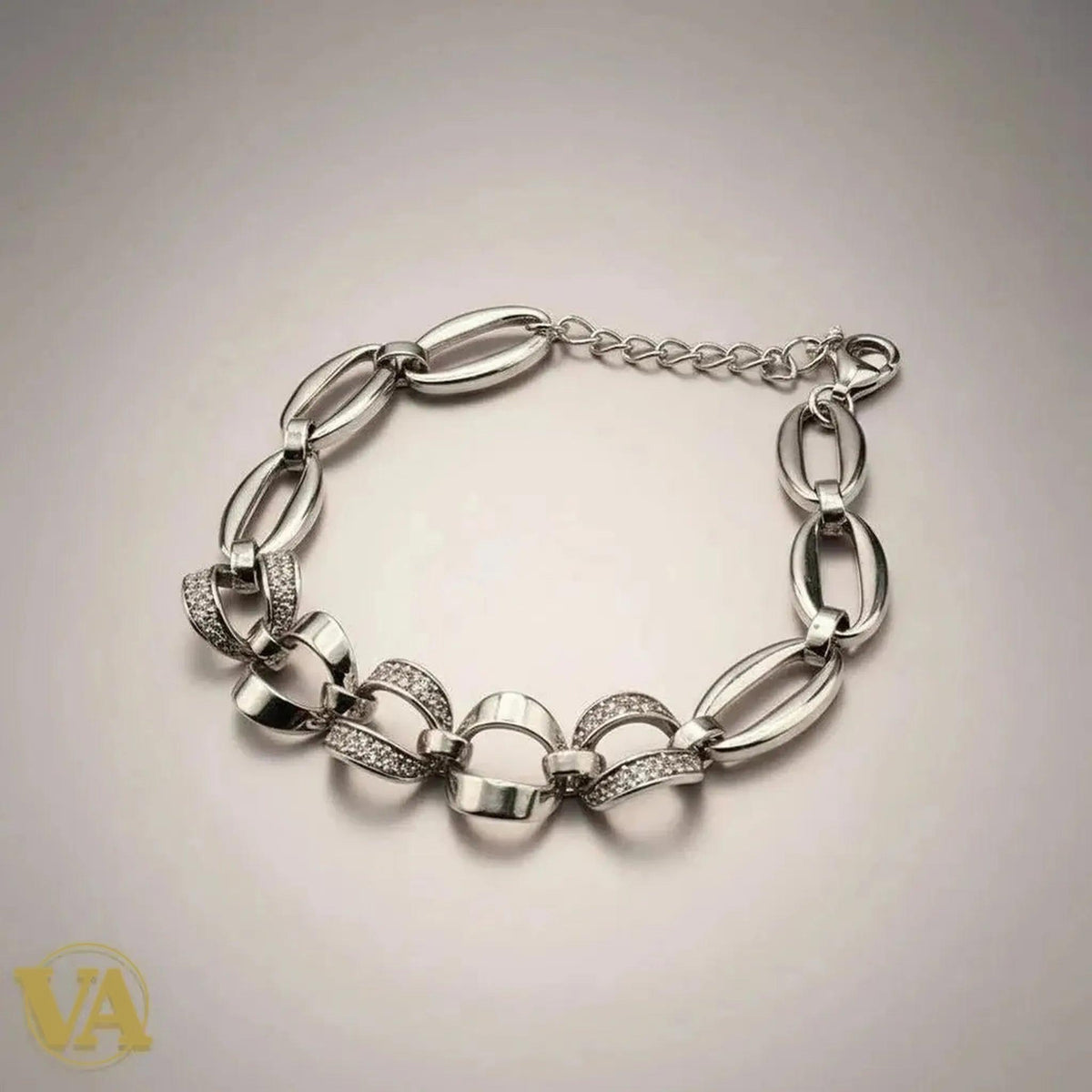 Bracelet Femme maillons argent 925 pavés zircons