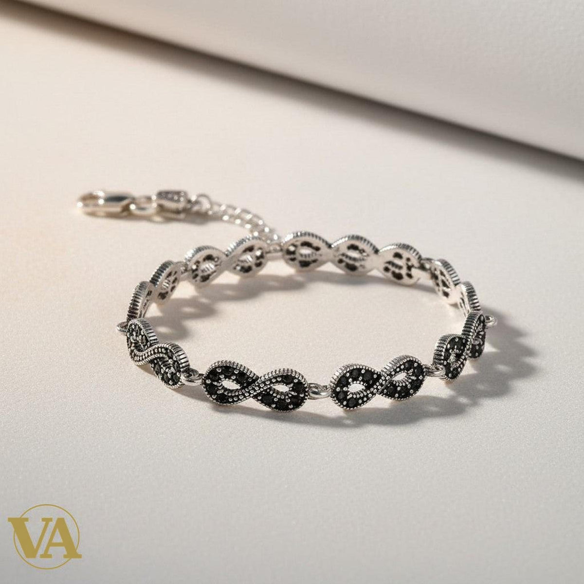 Bracelet Femme Argent 925 Infini Marcassite Vintage
