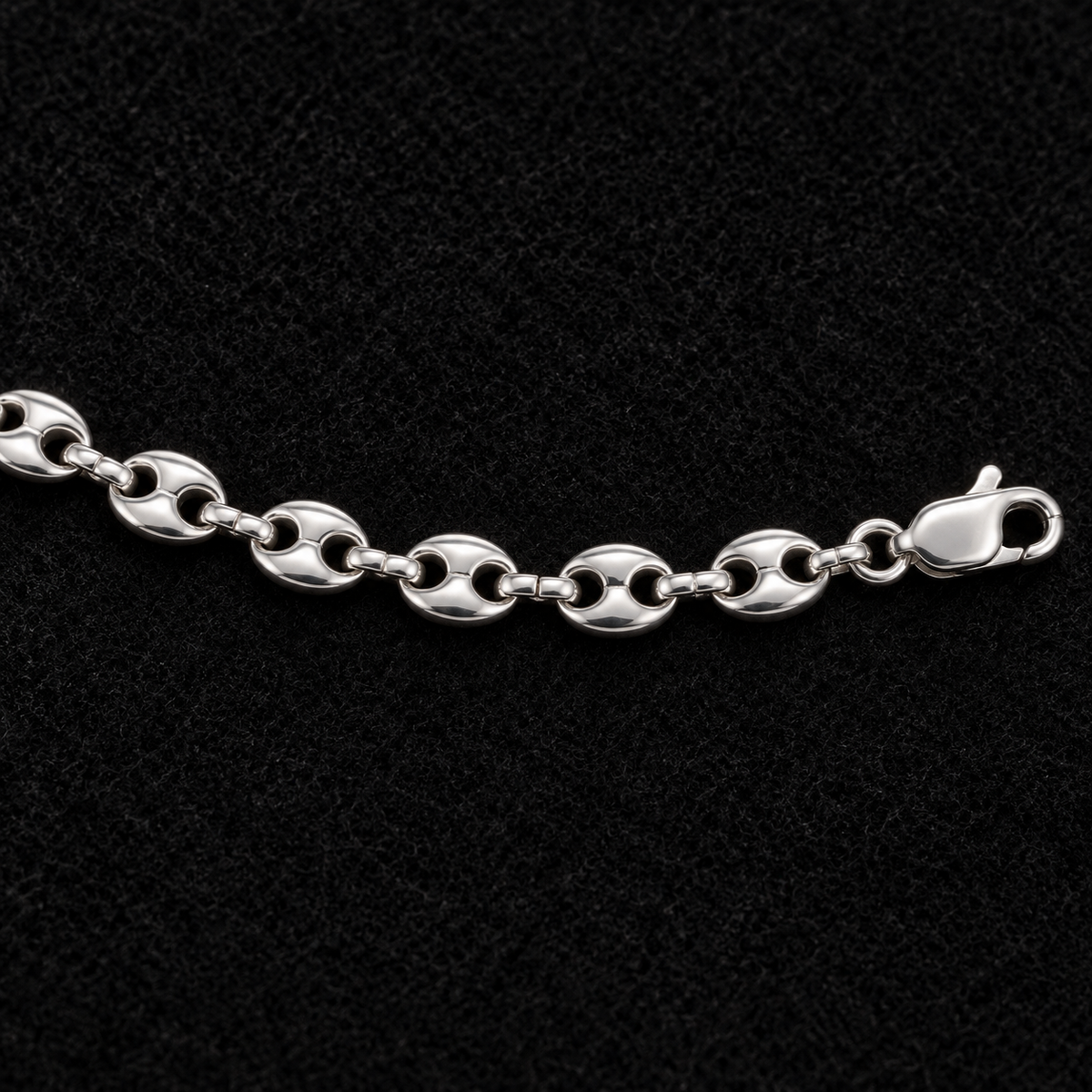 Bracelet homme Maille marine en argent 925 — 21 cm — détail de la maille et du fermoir