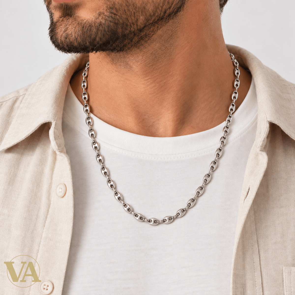 Chaîne Homme Argent 925 – Grain de Café Bombé 5 mm - Argent 925 - Vindicta