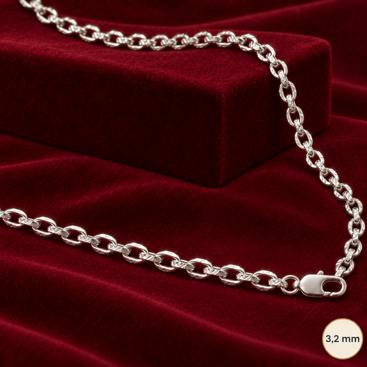 Chaîne Homme Argent 925 – Forçat diamantée 3,2 mm - Argent 925 - Vindicta