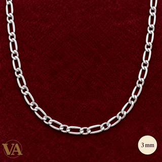Chaîne Homme Argent 925 – Figaro 1+1 diamantée 4 faces 3 mm