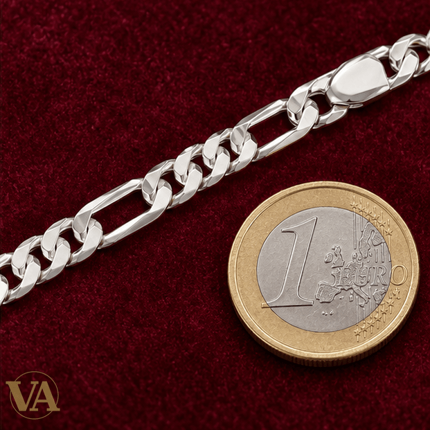Chaîne Homme Argent 925 – Figaro 1+3 Diamantée 4 mm - Argent 925 - Vindicta