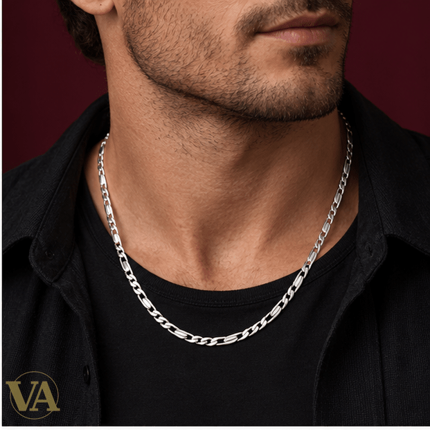 Chaîne Homme Argent 925 – Figaro 1+3 Diamantée 4 mm - Argent 925 - Vindicta