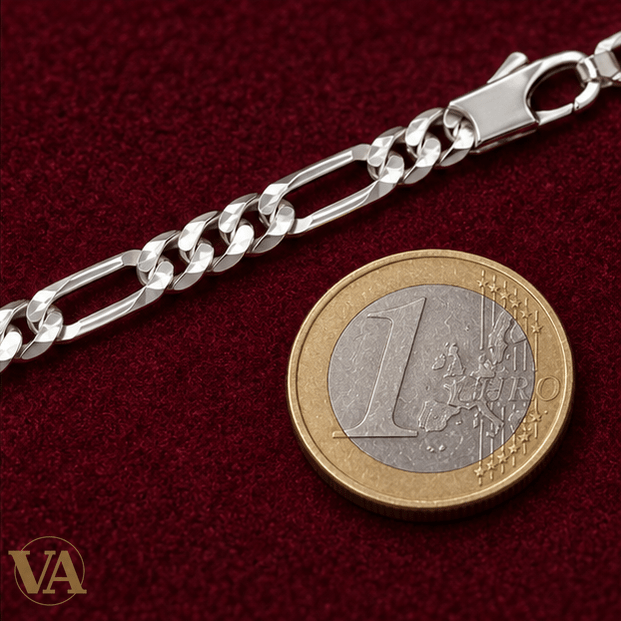 Chaîne Homme Argent 925 – Figaro 1+3 Diamantée 5 mm - Argent 925 - Vindicta
