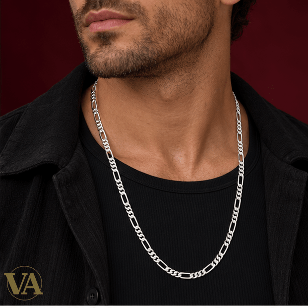 Chaîne Homme Argent 925 – Figaro 1+3 Diamantée 5 mm - Argent 925 - Vindicta