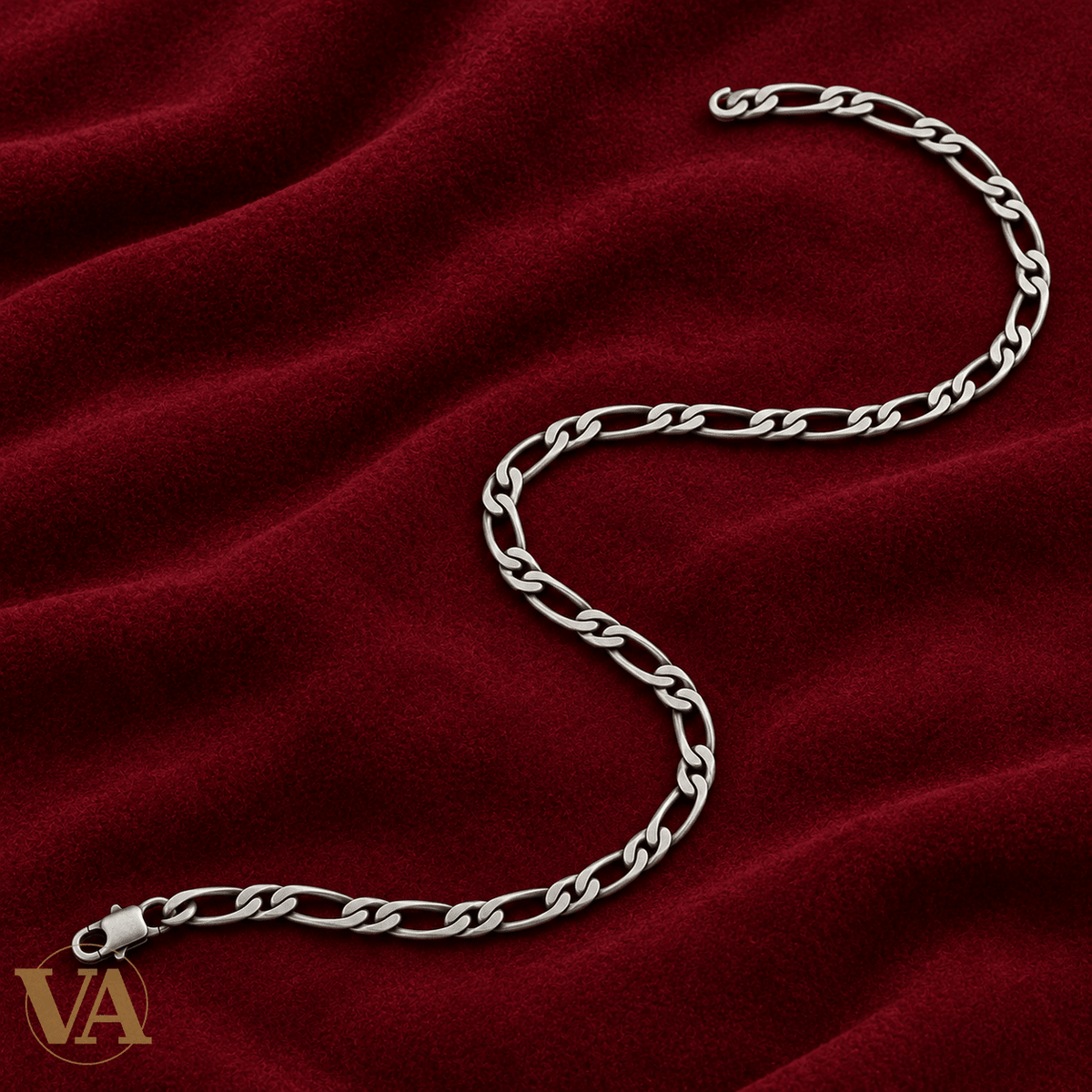 Chaîne Homme Argent 925 – Figaro 1+1 Brossée Vieillie 4 mm - Argent 925 - Vindicta