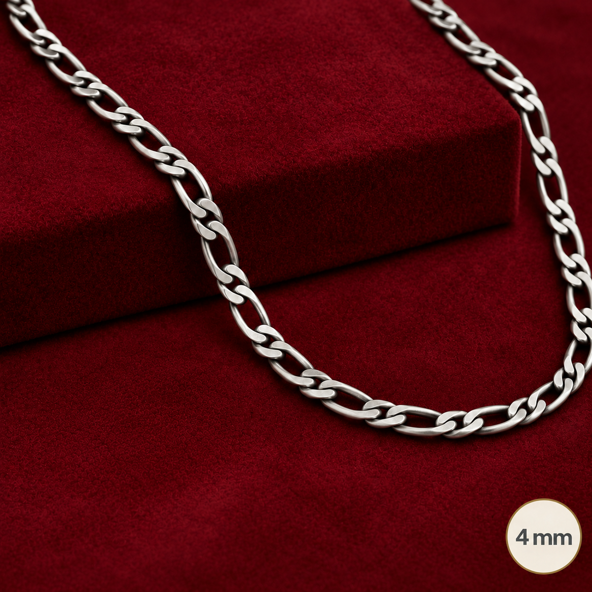Chaîne Homme Argent 925 – Figaro 1+1 Brossée Vieillie 4 mm - Argent 925 - Vindicta