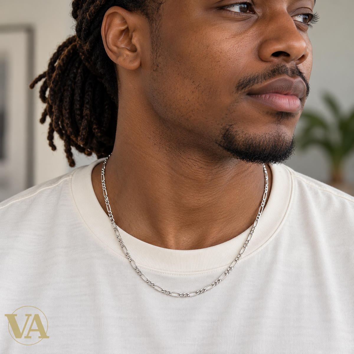 Chaîne Homme Argent 925 – Figaro 1+2 diamantée 4 faces 3 mm — autre vue portée