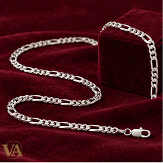 Chaîne Homme Argent 925 – Figaro 1+3 Diamantée 3,5 mm – 55 cm