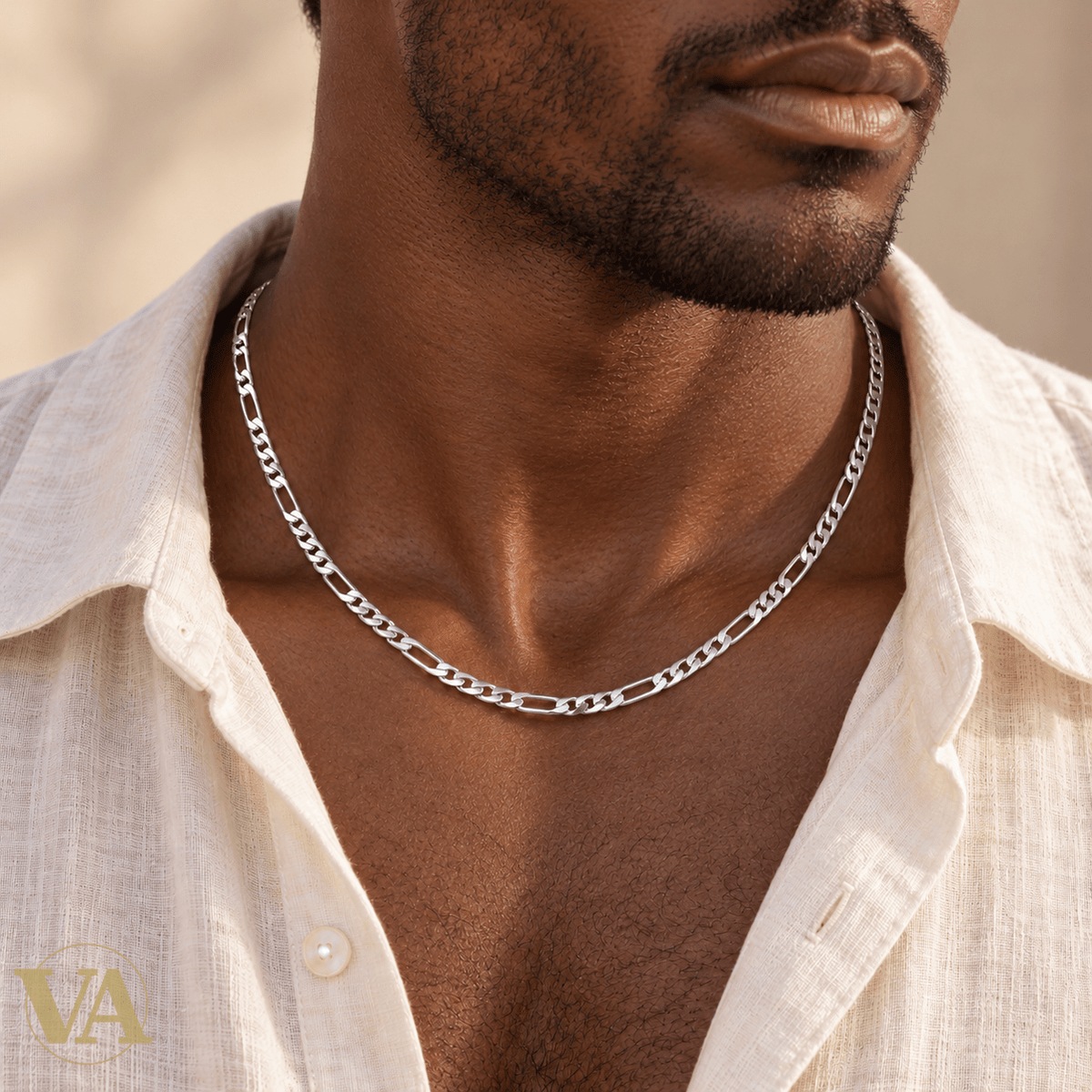 Chaîne Homme Argent 925 – Figaro 1+3 diamantée 4 mm - Argent 925 - Vindicta