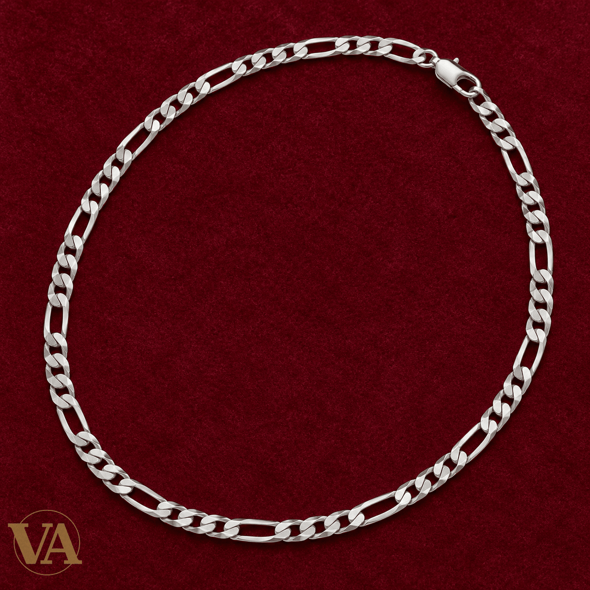 Chaîne Homme Argent 925 – Figaro 1+3 diamantée 4 mm - Argent 925 - Vindicta