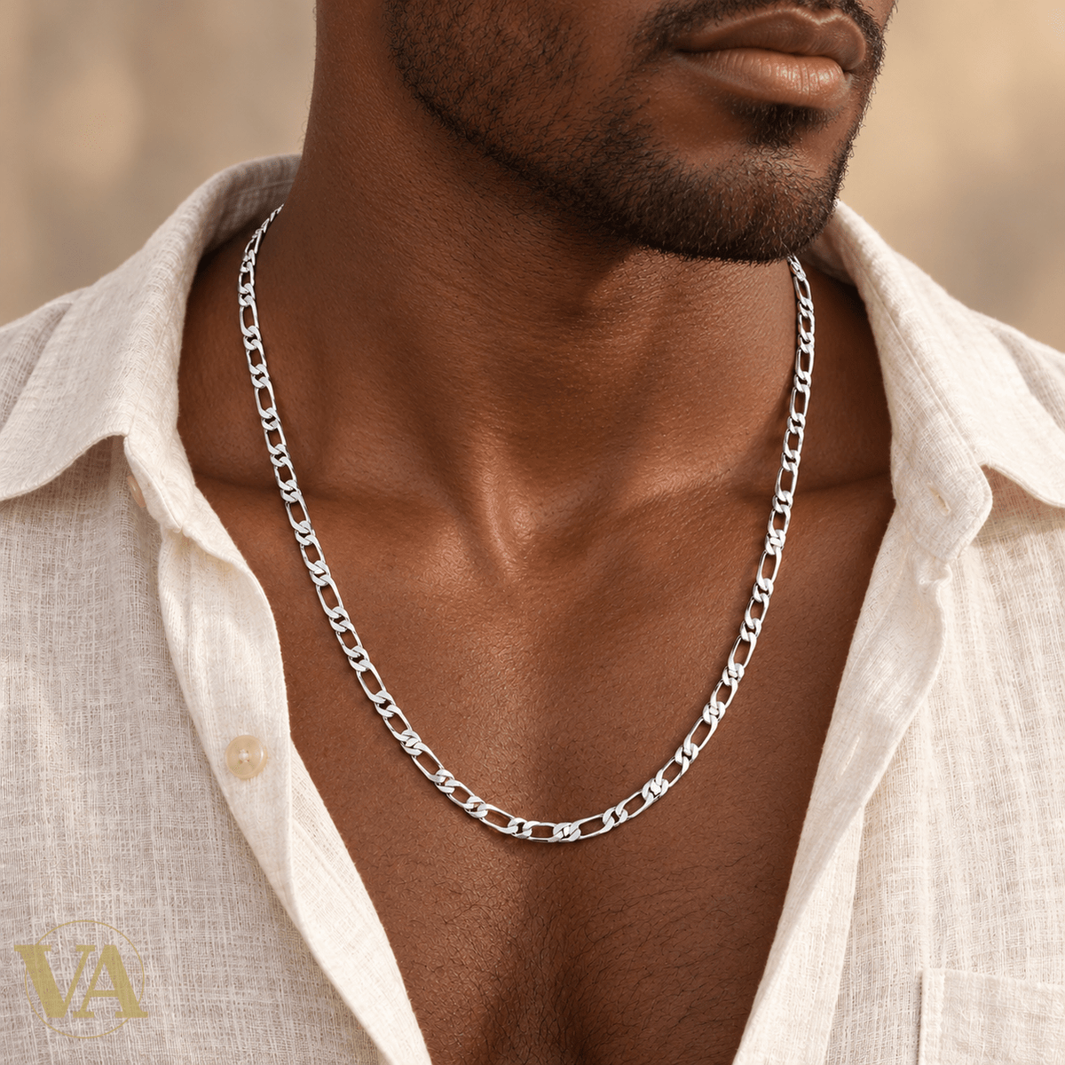 Chaîne Homme Argent 925 – Figaro 1+3 diamantée 5 mm - Argent 925 - Vindicta