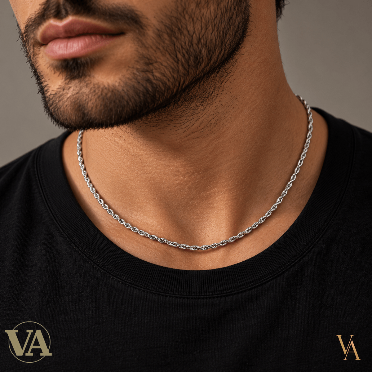 Chaîne Homme Argent 925 – Corde ronde torsadée 3 mm - Argent 925 - Vindicta