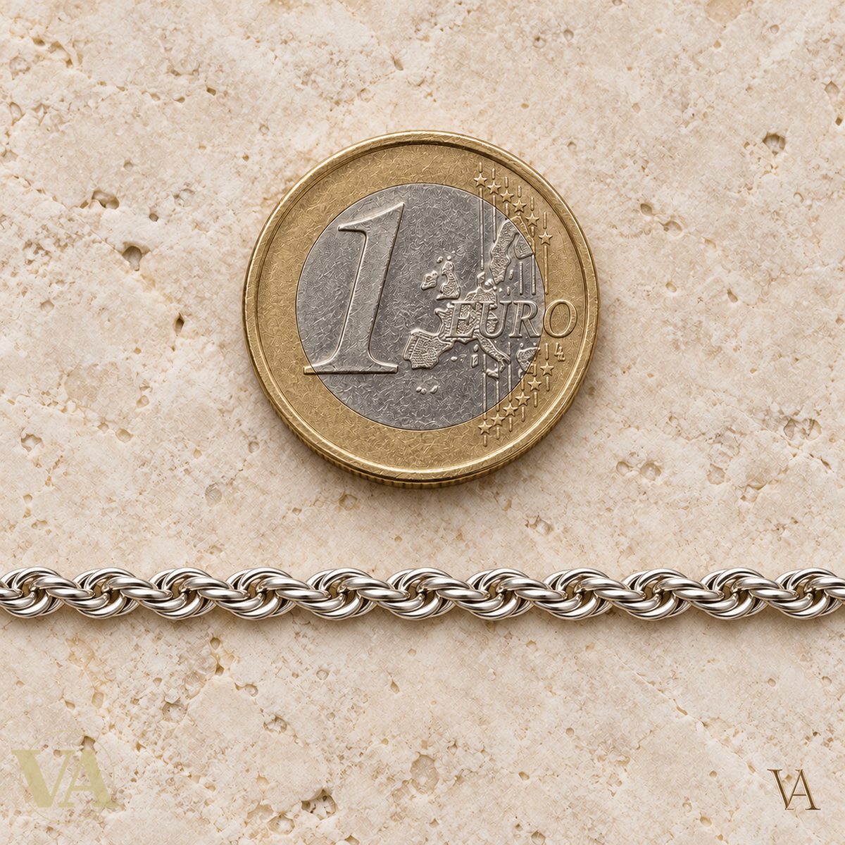 Chaîne Homme Argent 925 – Corde ronde torsadée 3 mm - Argent 925 - Vindicta