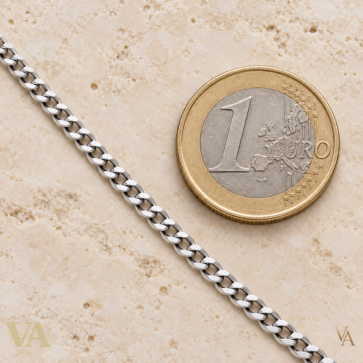 Chaîne Homme Argent 925 – Gourmette diamantée 4 faces rhodiée 2,4 mm - Argent 925 - Vindicta