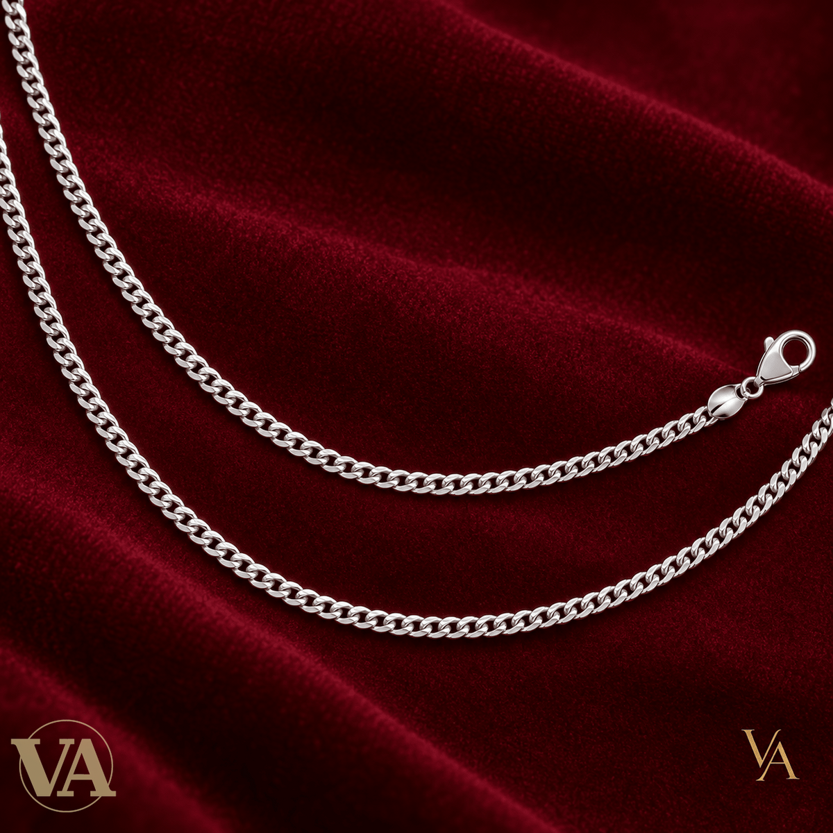 Chaîne Homme Argent 925 – Gourmette diamantée 4 faces rhodiée 2,4 mm - Argent 925 - Vindicta