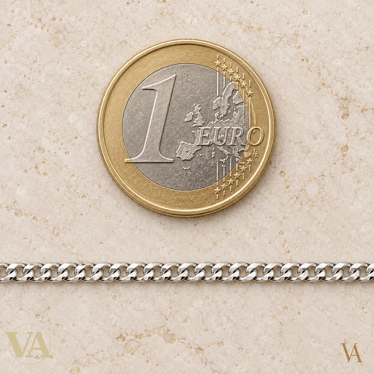 Chaîne Homme Argent 925 – Gourmette diamantée 4 faces Rhodiée 2,5 mm - Argent 925 - Vindicta