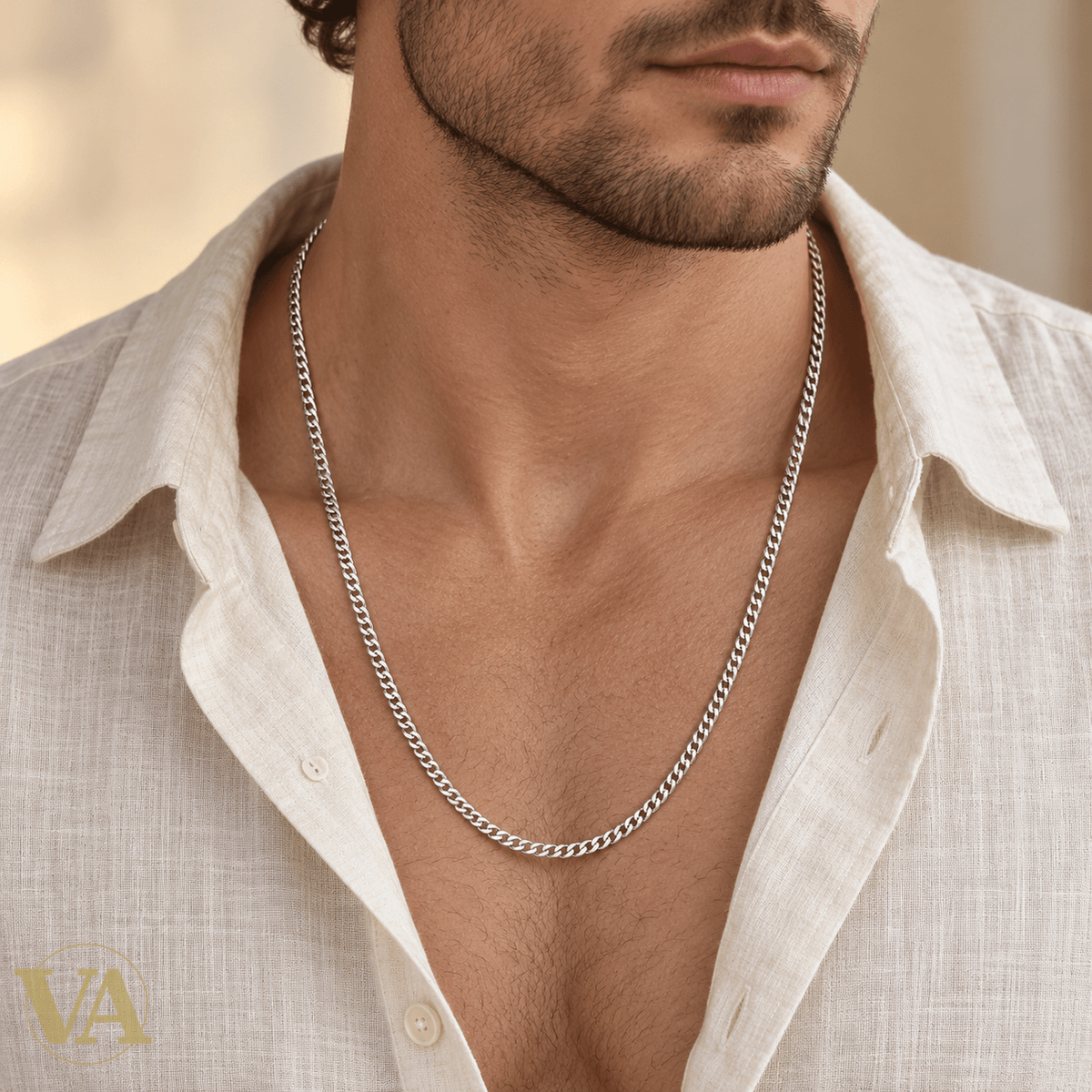 Chaîne Homme Argent 925 – Gourmette diamantée Rhodiée 3 mm - Argent 925 - Vindicta