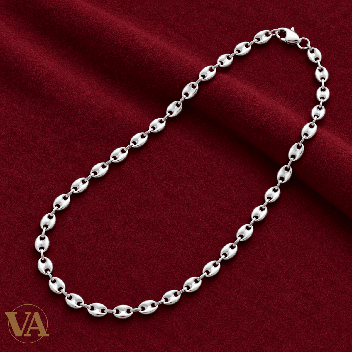 Chaîne Homme Argent 925 – Grain de Café Bombé Rhodiée 5 mm - Argent 925 - Vindicta