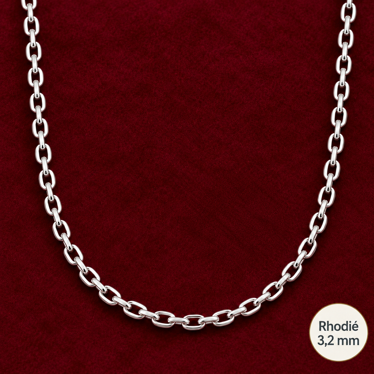 Chaîne Homme Argent 925 – Forçat diamantée Rhodiée 3,2 mm - Argent 925 - Vindicta