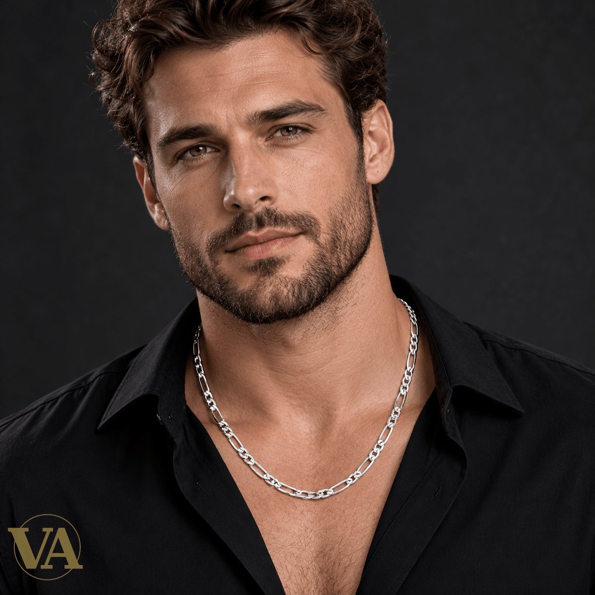 Chaîne Homme Argent 925 – Figaro 1+1 Diamantée 4 Faces Rhodiée 4 mm - Argent 925 - Vindicta