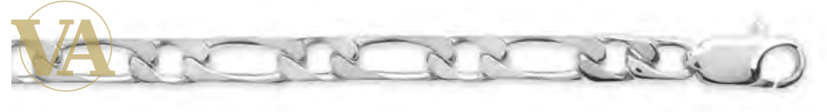 Chaîne Homme Argent 925 – Figaro 1+1 diamantée 4 faces Rhodiée 5 mm - Argent 925 - Vindicta