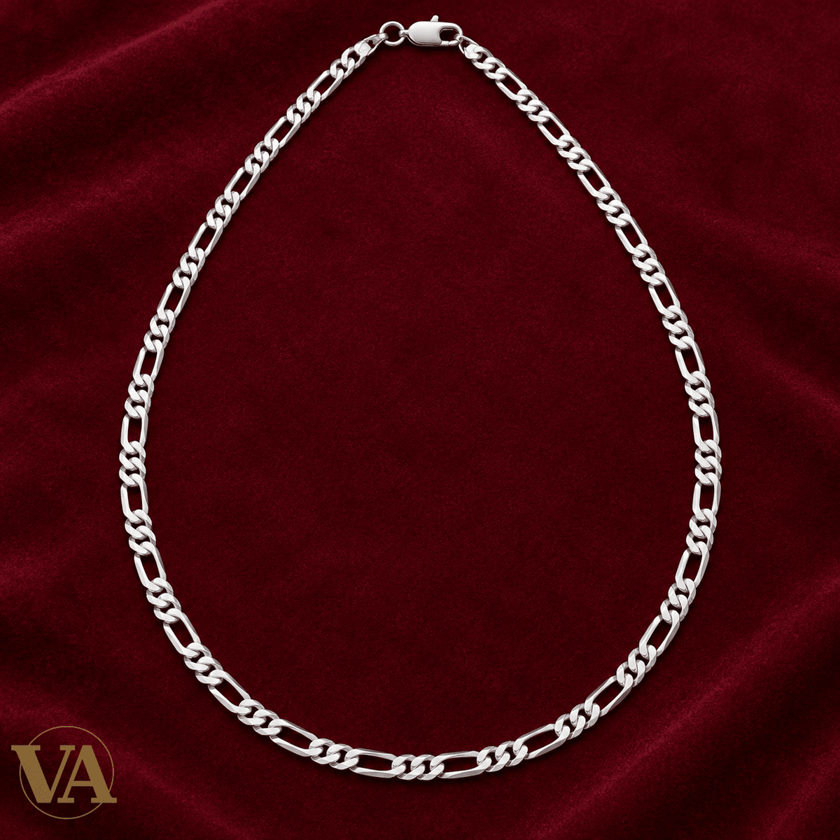 Chaîne Homme Argent 925 – Figaro 1+2 diamantée 4 faces Rhodiée 3,5 mm - Argent 925 - Vindicta