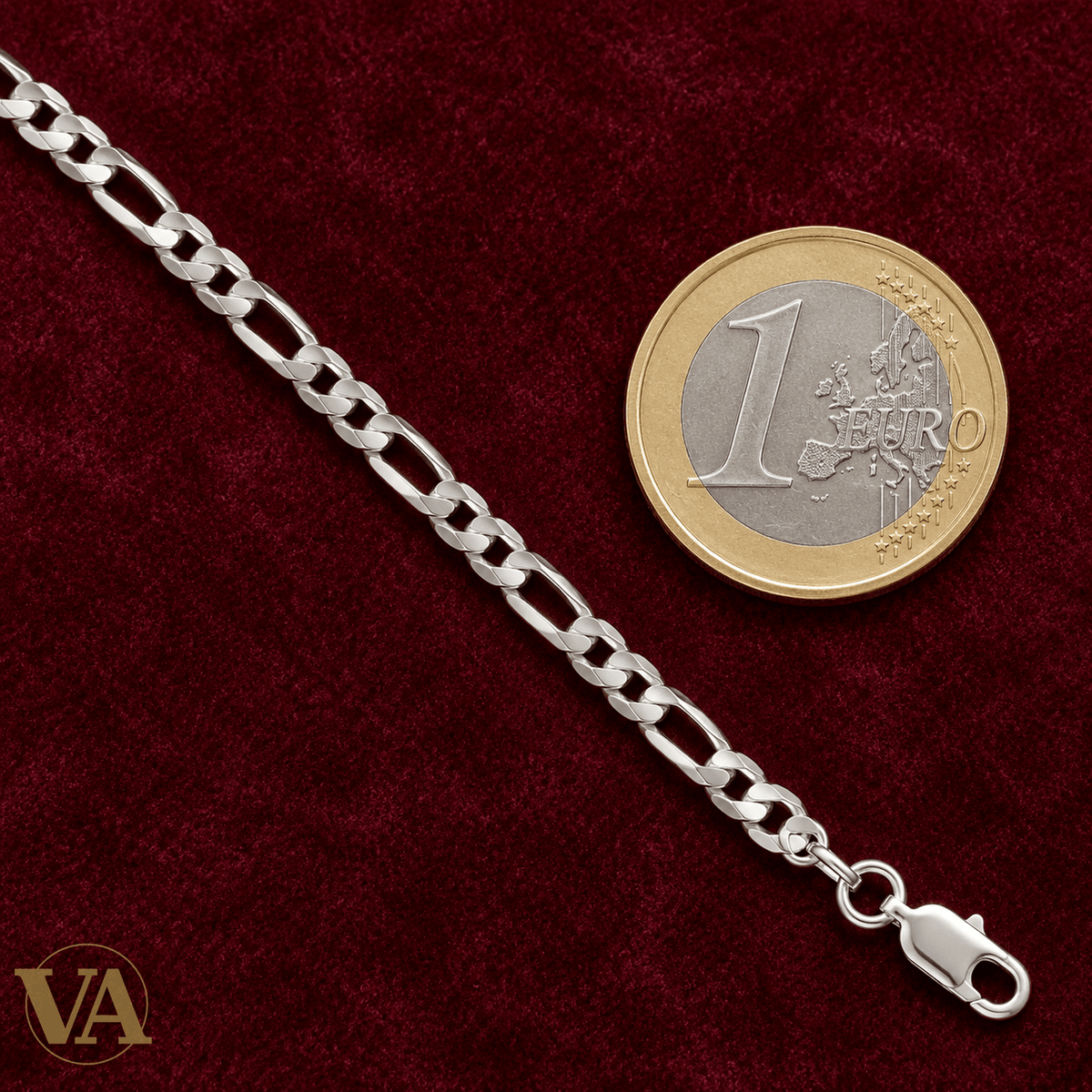 Chaîne Homme Argent 925 – Figaro 1+2 diamantée 4 faces Rhodiée 3,5 mm - Argent 925 - Vindicta