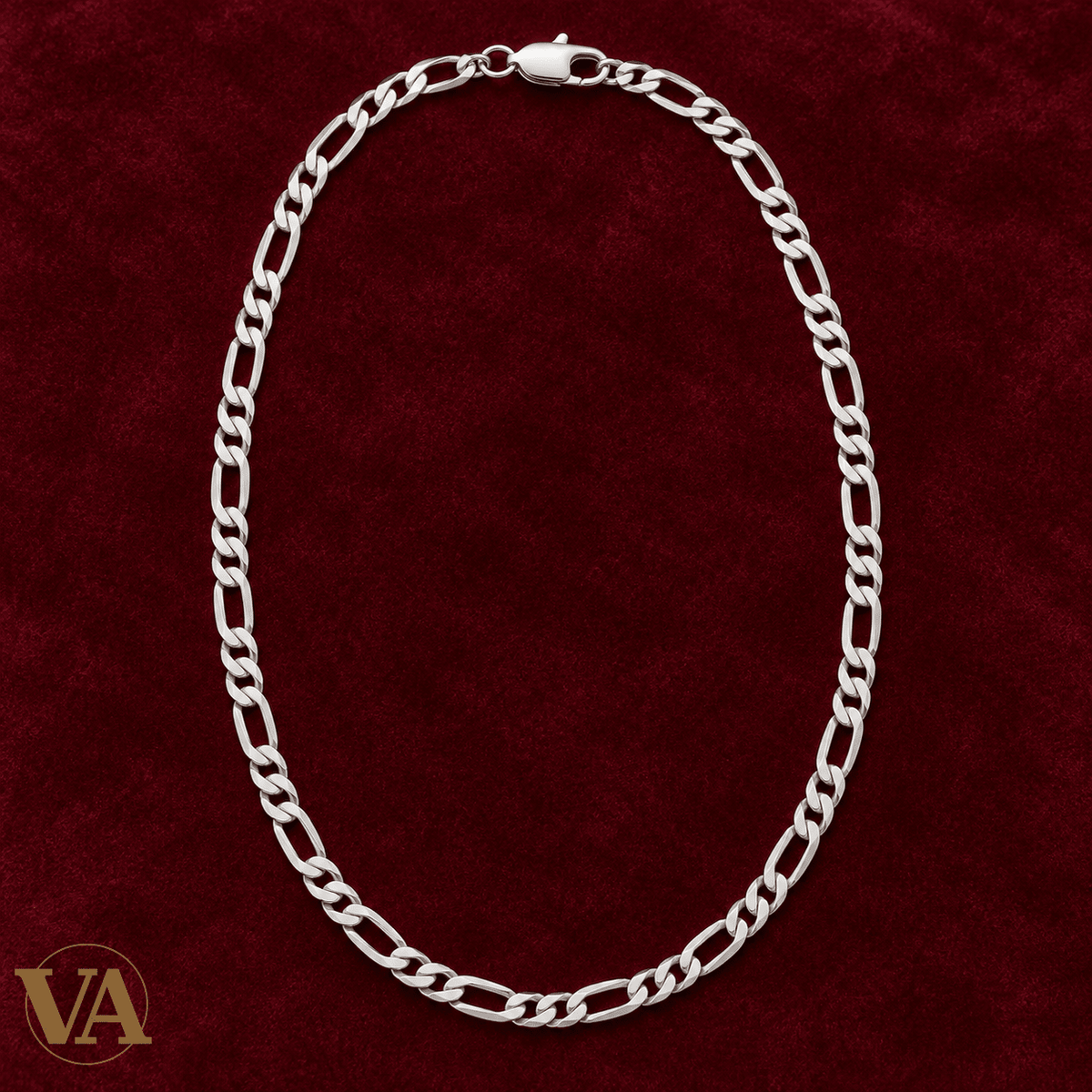 Chaîne Homme Argent 925 – Figaro 1+2 diamantée 4 faces Rhodiée 4 mm - Argent 925 - Vindicta