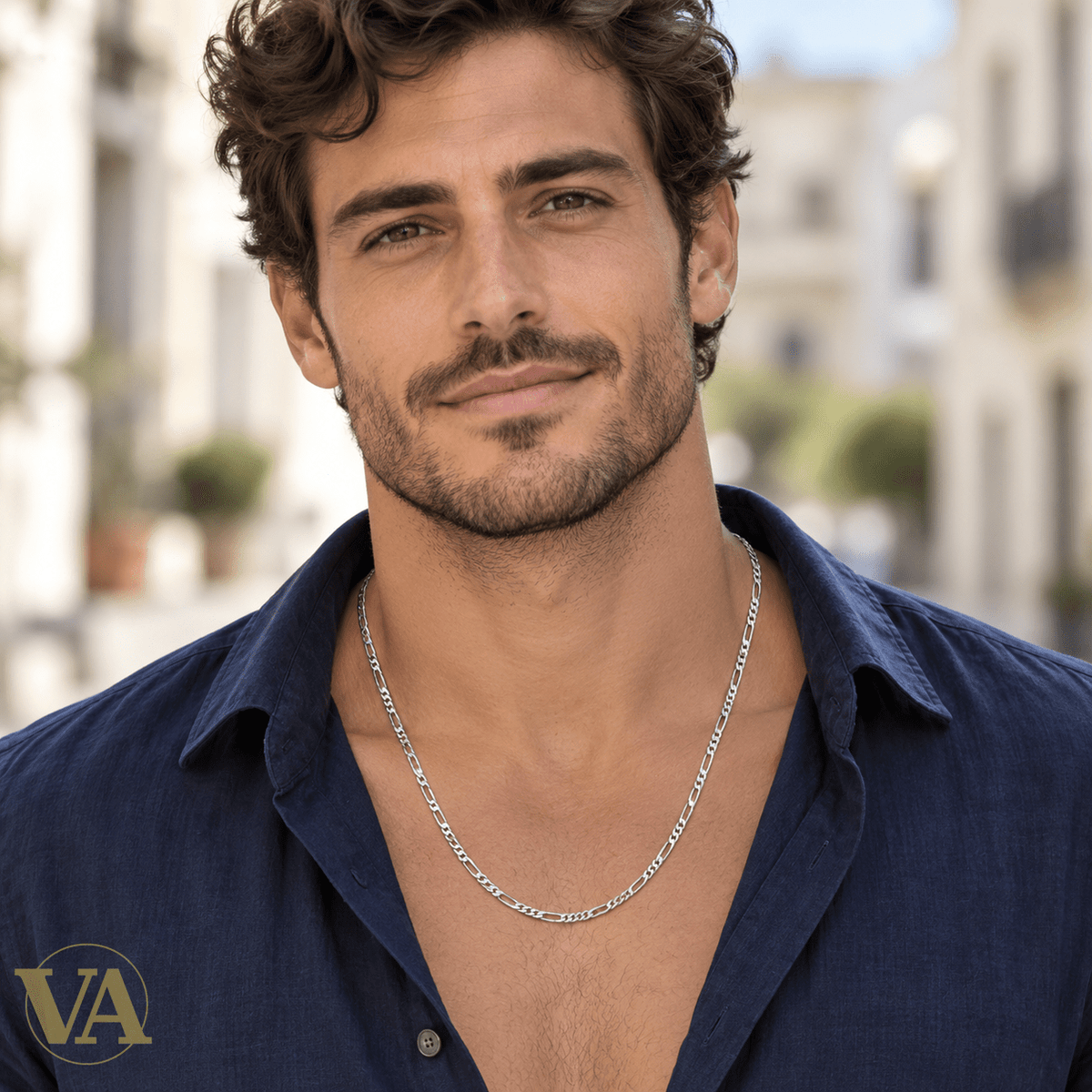 Chaîne Homme Argent 925 – Figaro 1+3 diamantée 4 faces Rhodiée 3,5 mm - Argent 925 - Vindicta