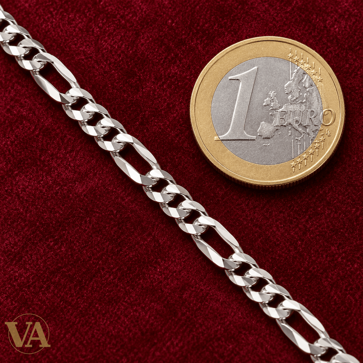 Chaîne Homme Argent 925 – Figaro 1+3 diamantée 4 faces Rhodiée 4 mm - Argent 925 - Vindicta