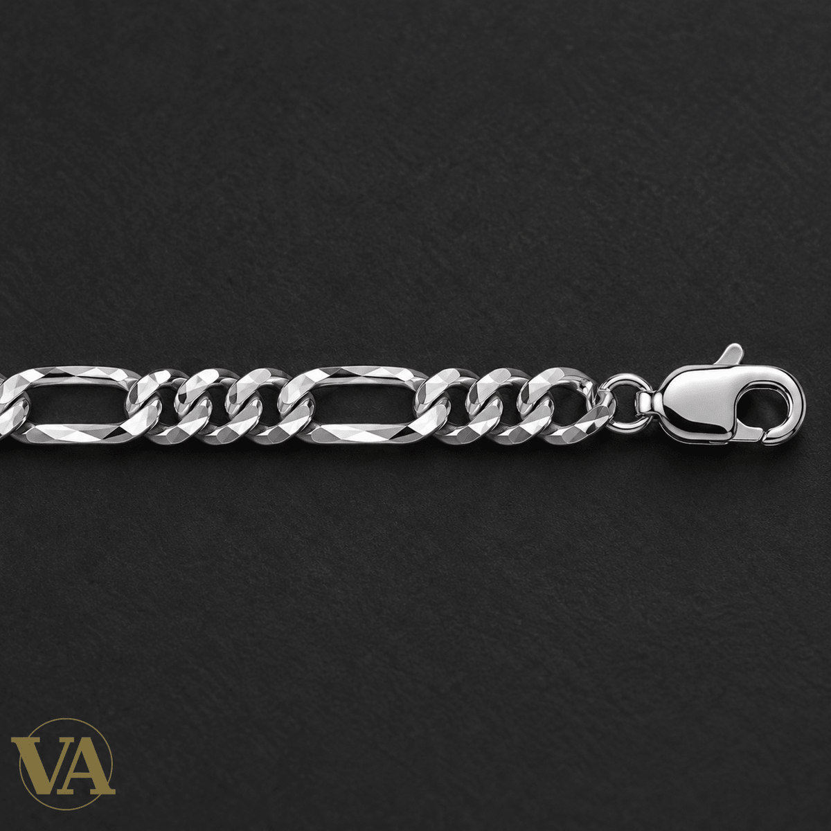Chaîne Homme Argent 925 – Figaro 1+3 diamantée 4 faces Rhodiée 4 mm - Argent 925 - Vindicta