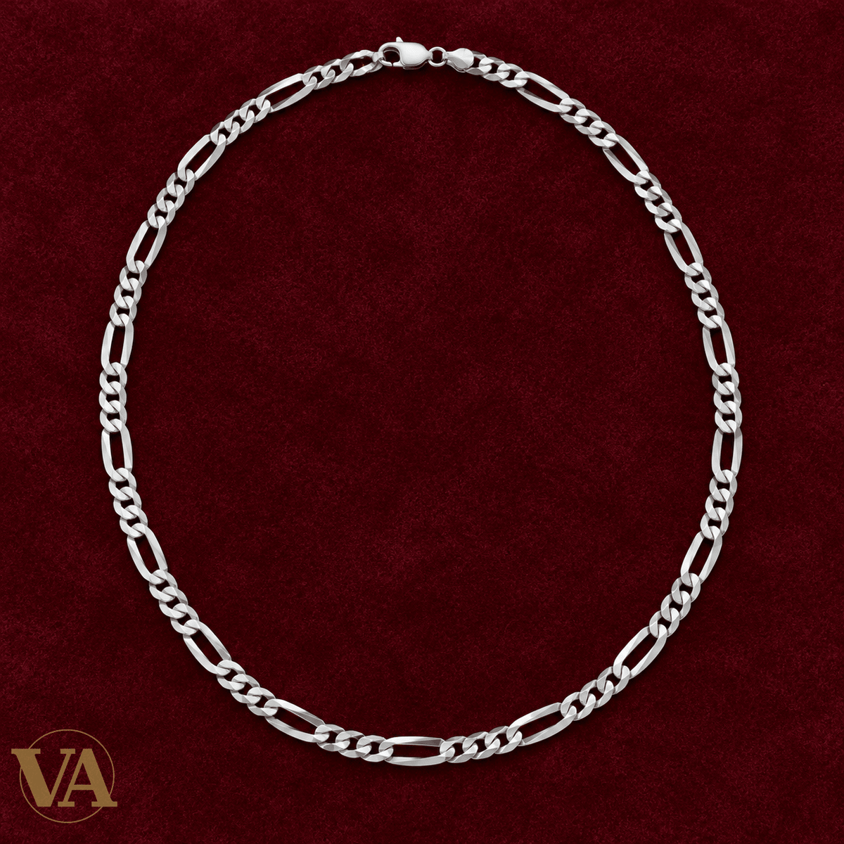 Chaîne Homme Argent 925 – Figaro 1+3 diamantée 4 faces Rhodiée 4 mm - Argent 925 - Vindicta