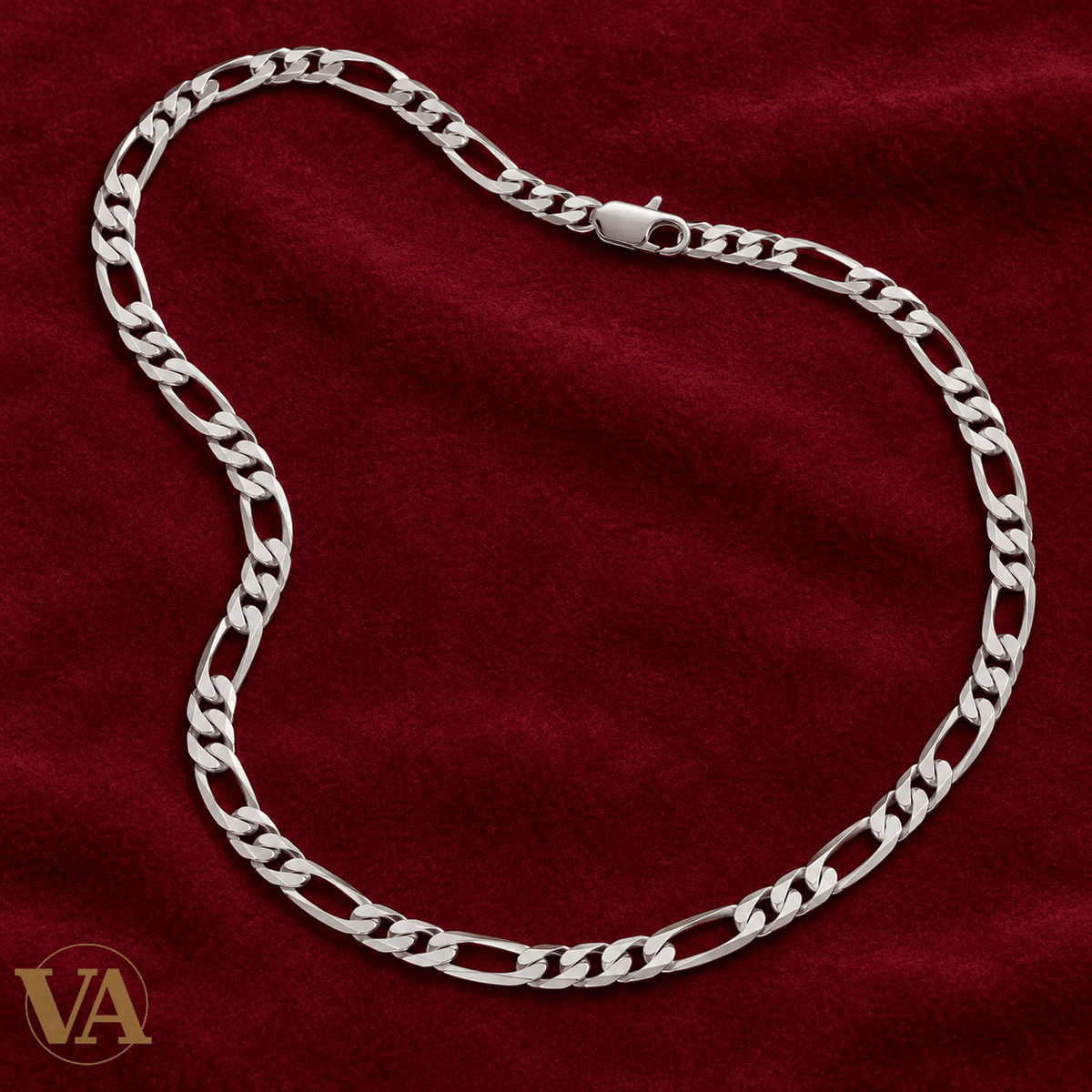 Chaîne Homme Argent 925 – Figaro 1+3 diamantée Rhodiée 6 mm - Argent 925 - Vindicta