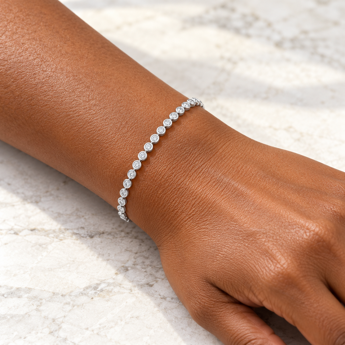 Bracelet rivière de zirconiums sertis clos en argent 925 rhodié - Argent 925 - Vindicta