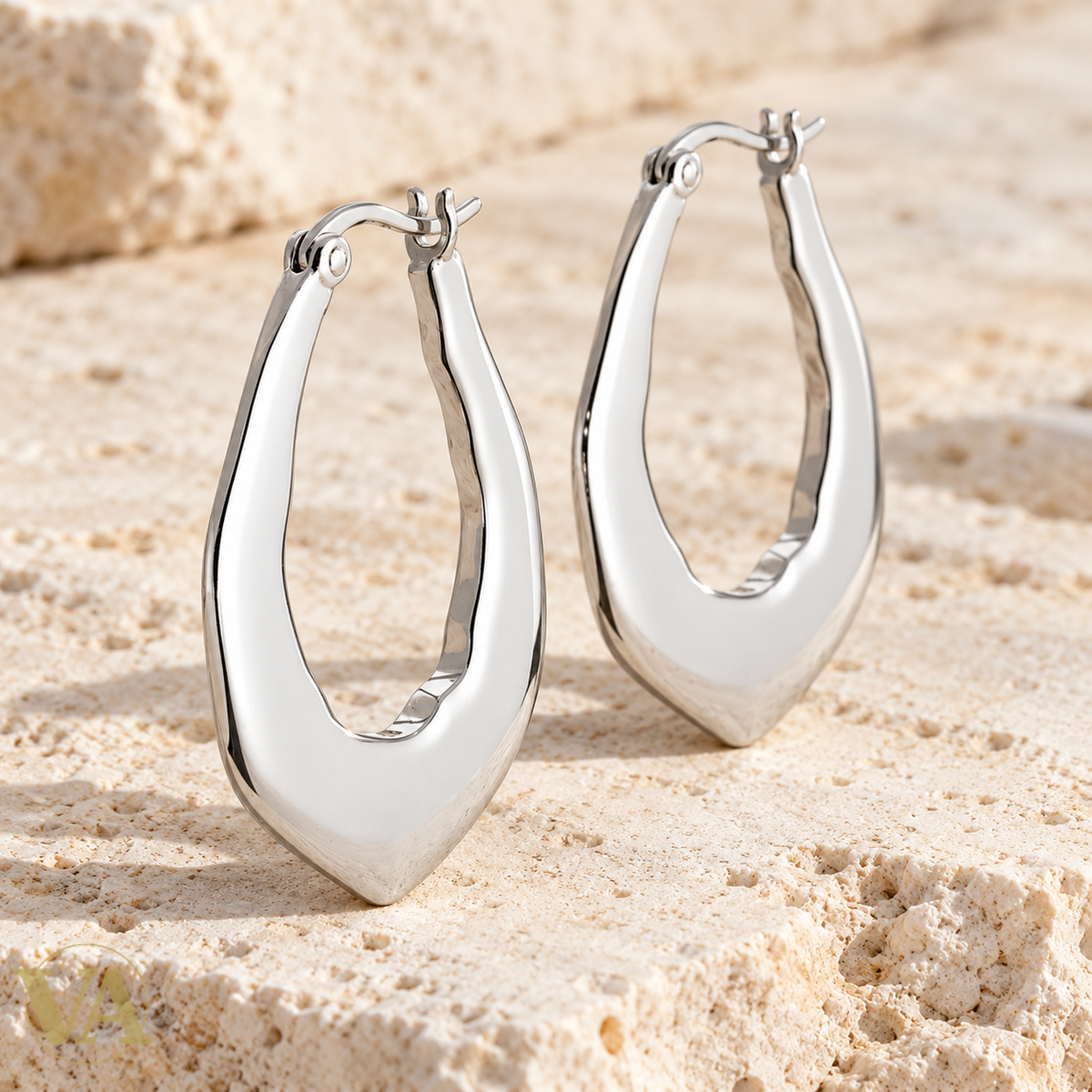 Créoles Gouttes élancées argent 925 rhodié — détail du bijou