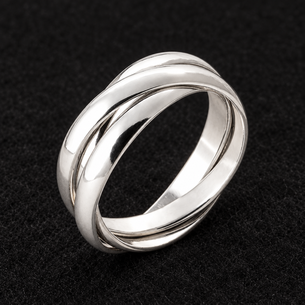 Anneau homme argent 925 — Trois anneaux entrelacés — vue principale