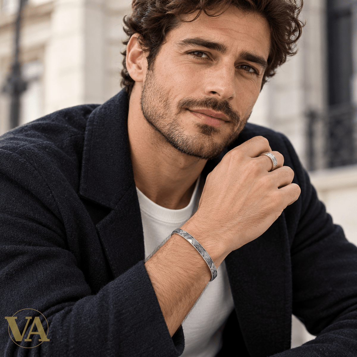 Jonc Homme Argent 925 – Losanges et Points Gravés - Argent 925 - Vindicta
