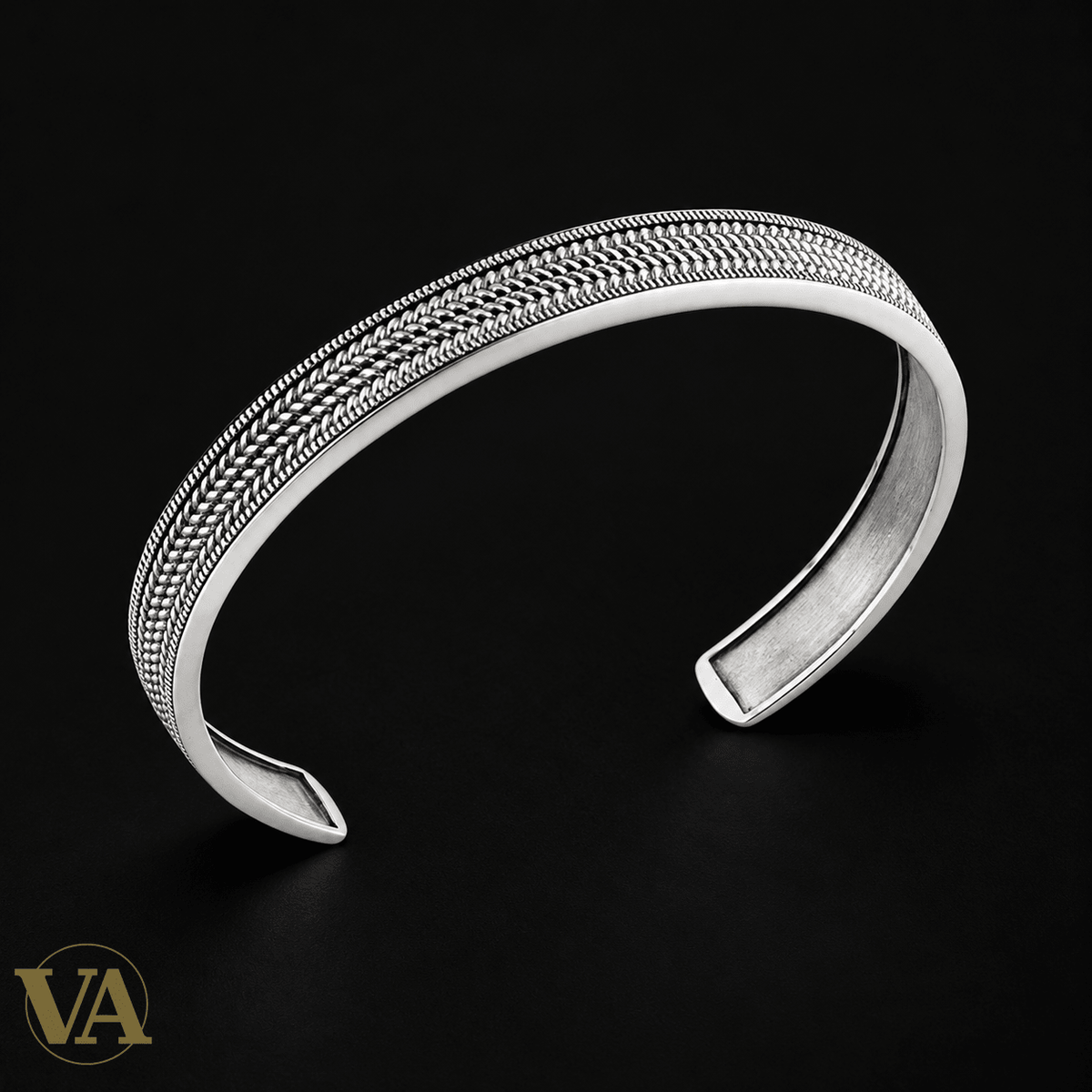 Jonc Homme Argent 925 – Motifs Tressés – Ø 66 mm - Argent 925 - Vindicta