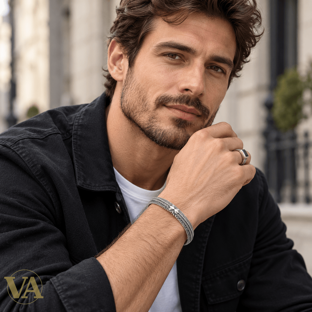 Jonc Homme Argent 925 – Motifs Plumes et Tresses - Argent 925 - Vindicta