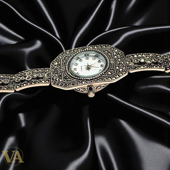 Bracelet-Montre Argent 925 & Marcassite – Élégance intemporelle