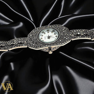 Bracelet-Montre Femme Argent 925 & Marcassite – Élégance intemporelle