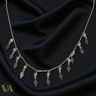 Collier Femme en argent 925 – Pampilles losanges et perles facettées