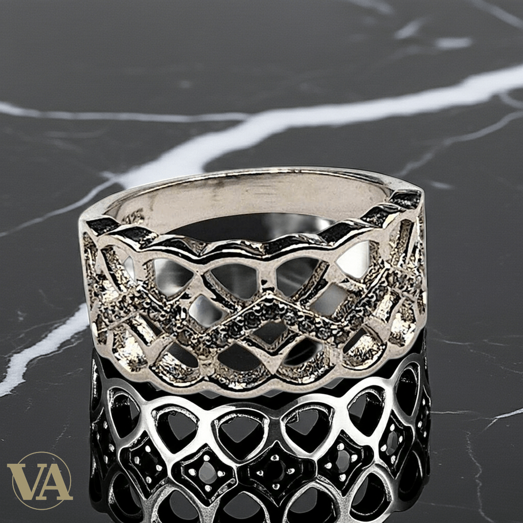 Bague femme Ajourée Argent 925 – Motif géométrique & Marcassites - Argent 925 - Vindicta