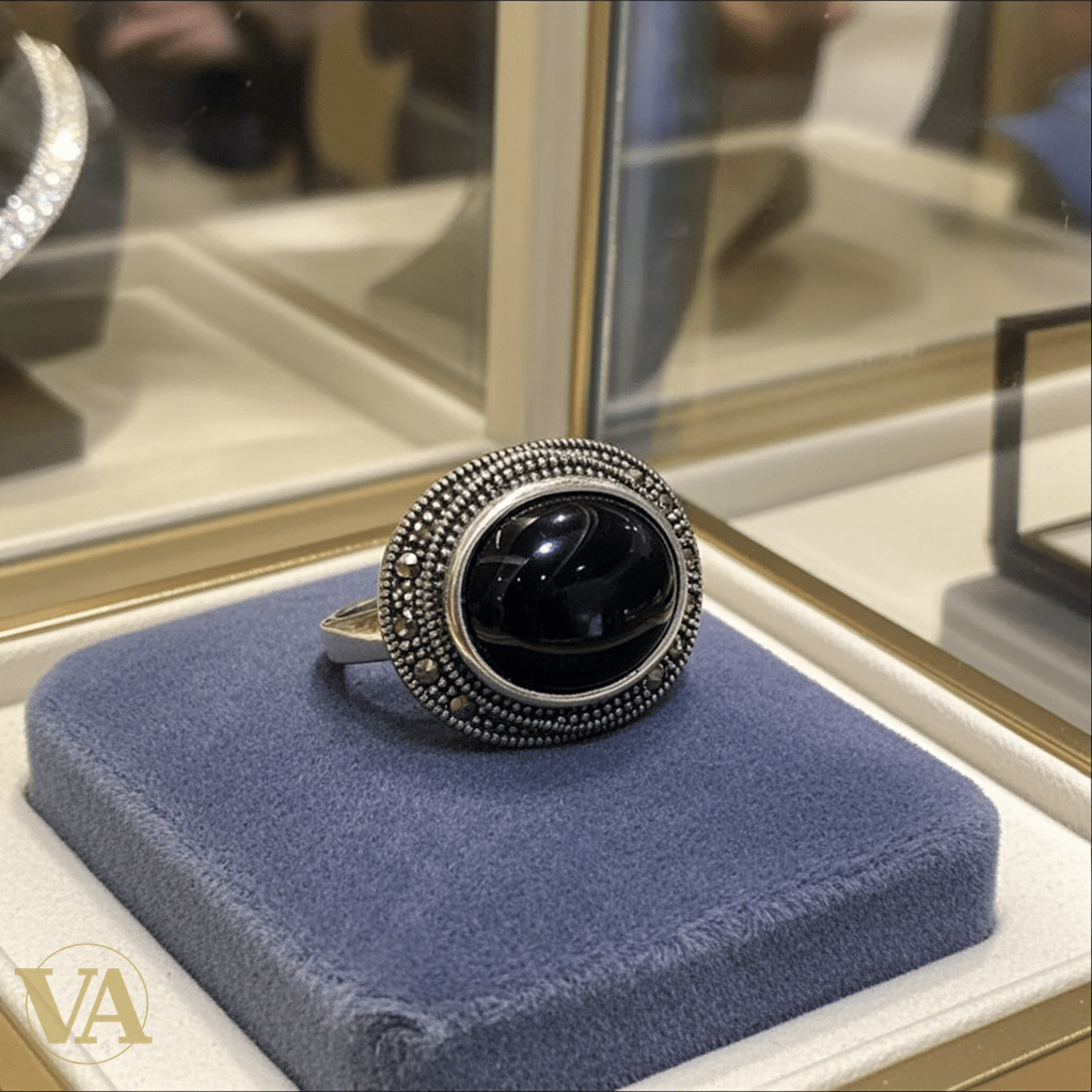 Bague Femme Argent 925 Onyx Noir & Marcassites - Argent 925 - Vindicta