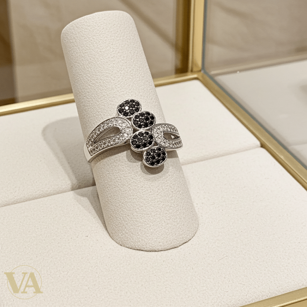 Bague Femme argent 925 pavée noire – ajourée - Argent 925 - Vindicta