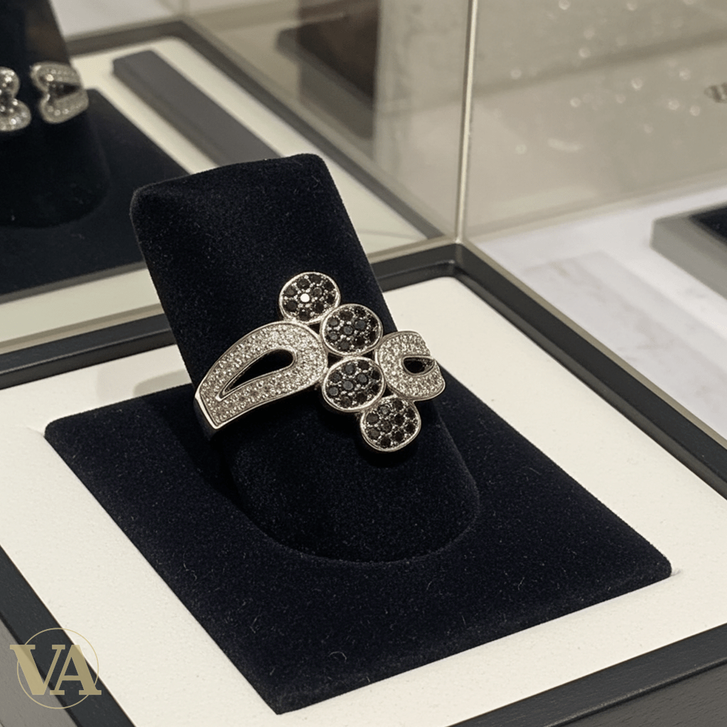 Bague Femme argent 925 pavée noire – ajourée - Argent 925 - Vindicta