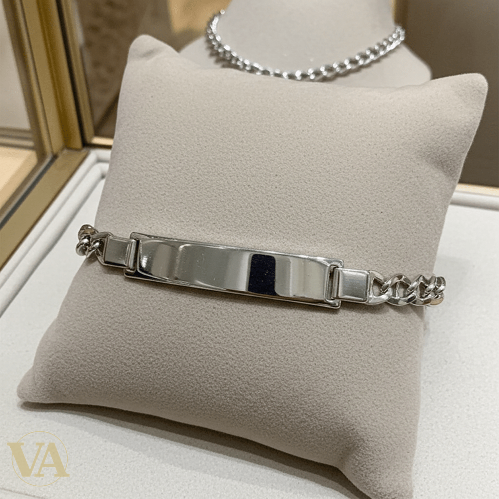 Bracelet Homme Argent 925 – Maille Fine & Plaque 38 mm - Argent 925 - Vindicta